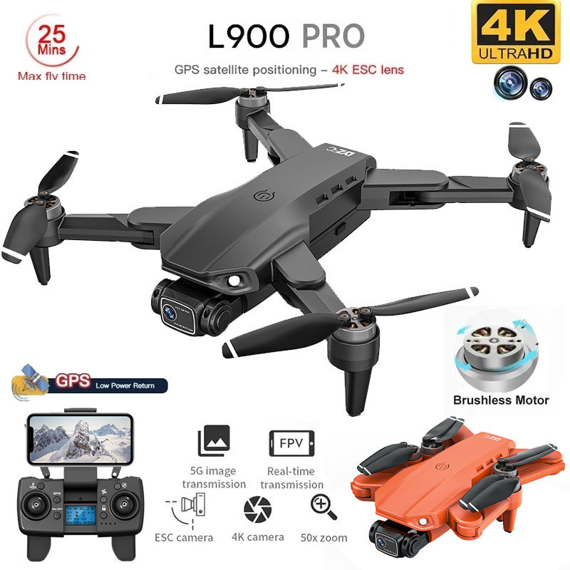 Fpv Brushless Rc Drone 4K - Квадрокоптер L900 Pro складной с GPS
