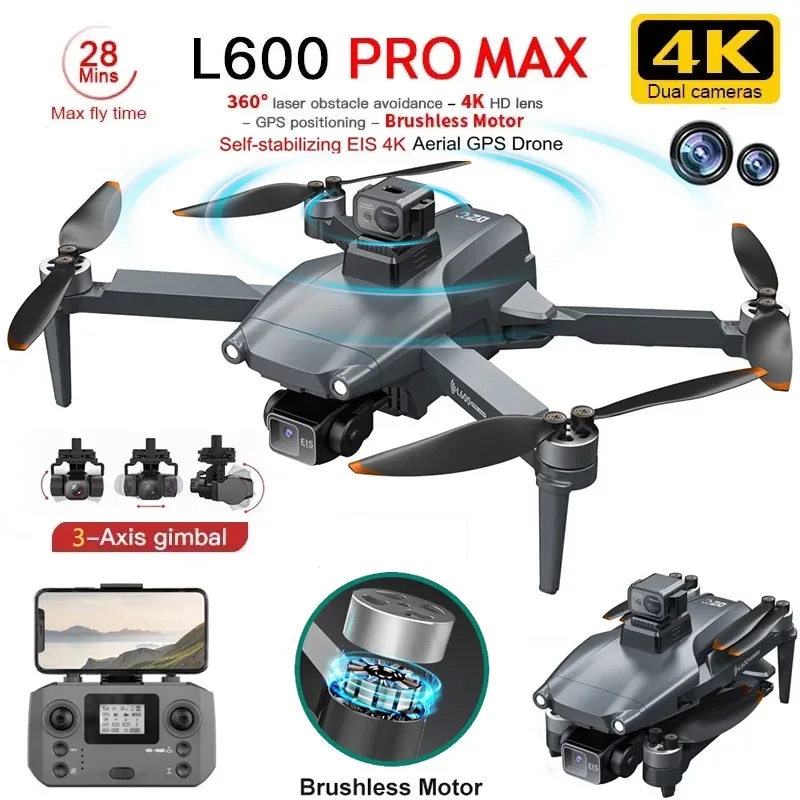 Fpv Brushless Rc Drone 4K - L600 PRO MAX GPS Дрон Профессиональный