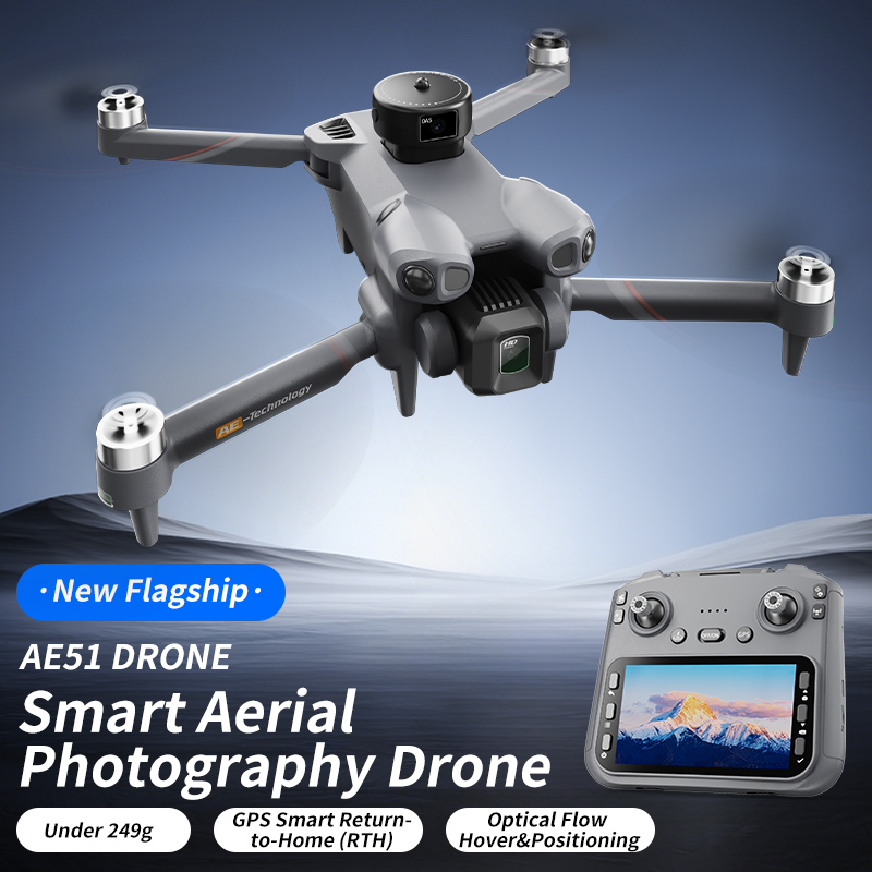 Fpv Brushless Rc Drone 4K - Складной радиоуправляемый квадрокоптер AE51 GPS с